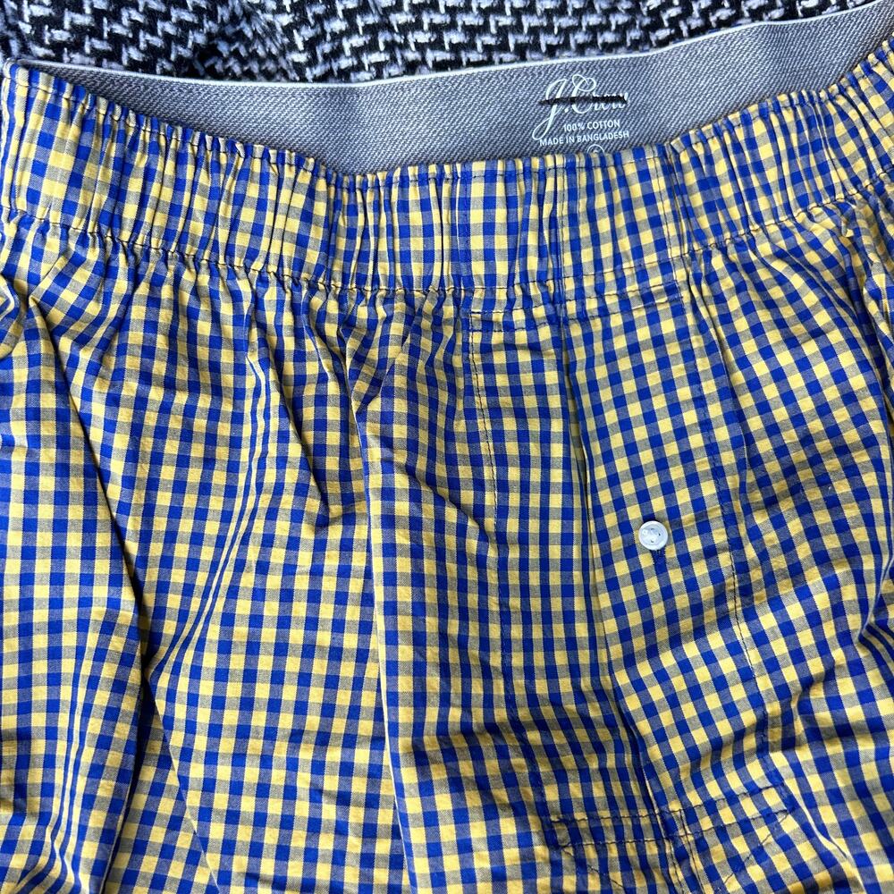 NWT J Crew Patterned Boxers S Blue Yellow Plaid BT865 Gingham Check WVU Michigan